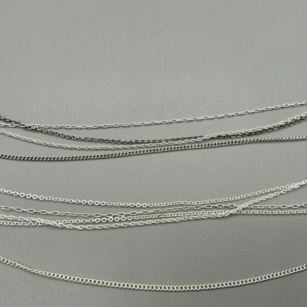 Necklace Womens Silver Tone Multi Strand Layered Braided Chain 30-33 Inches